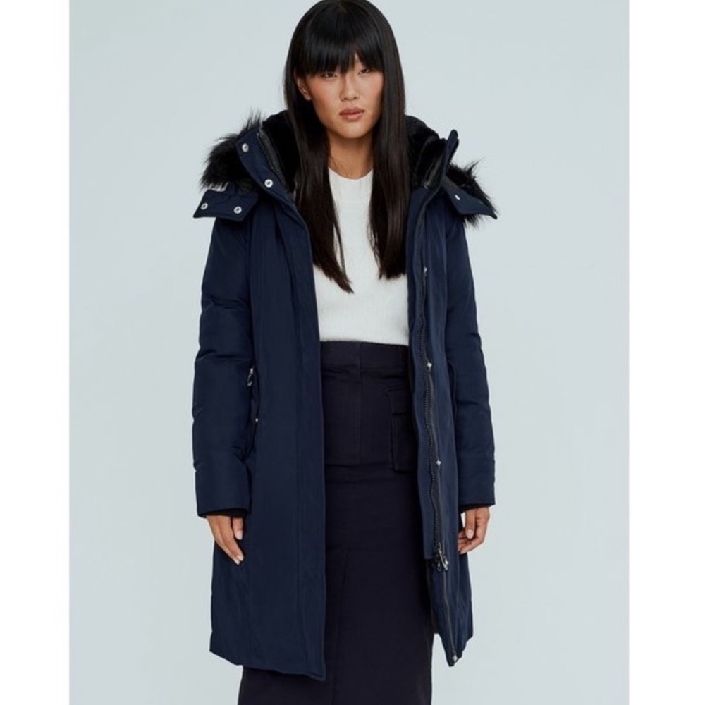 Noize Kristel Longline Softshell Puffer Coat Winter Jacket Vegan Outdoor Navy XS